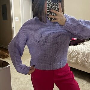 H&M Light Purple Knit Turtleneck Sweater